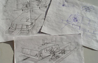 Sketches of boat designs