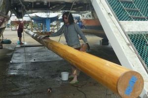 Masts suspended under Gaia deck