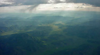 Mongolia wild landscape from the air