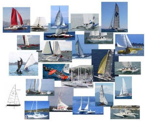 Photo collage of catamarans