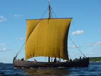 Viking ship replica sailing