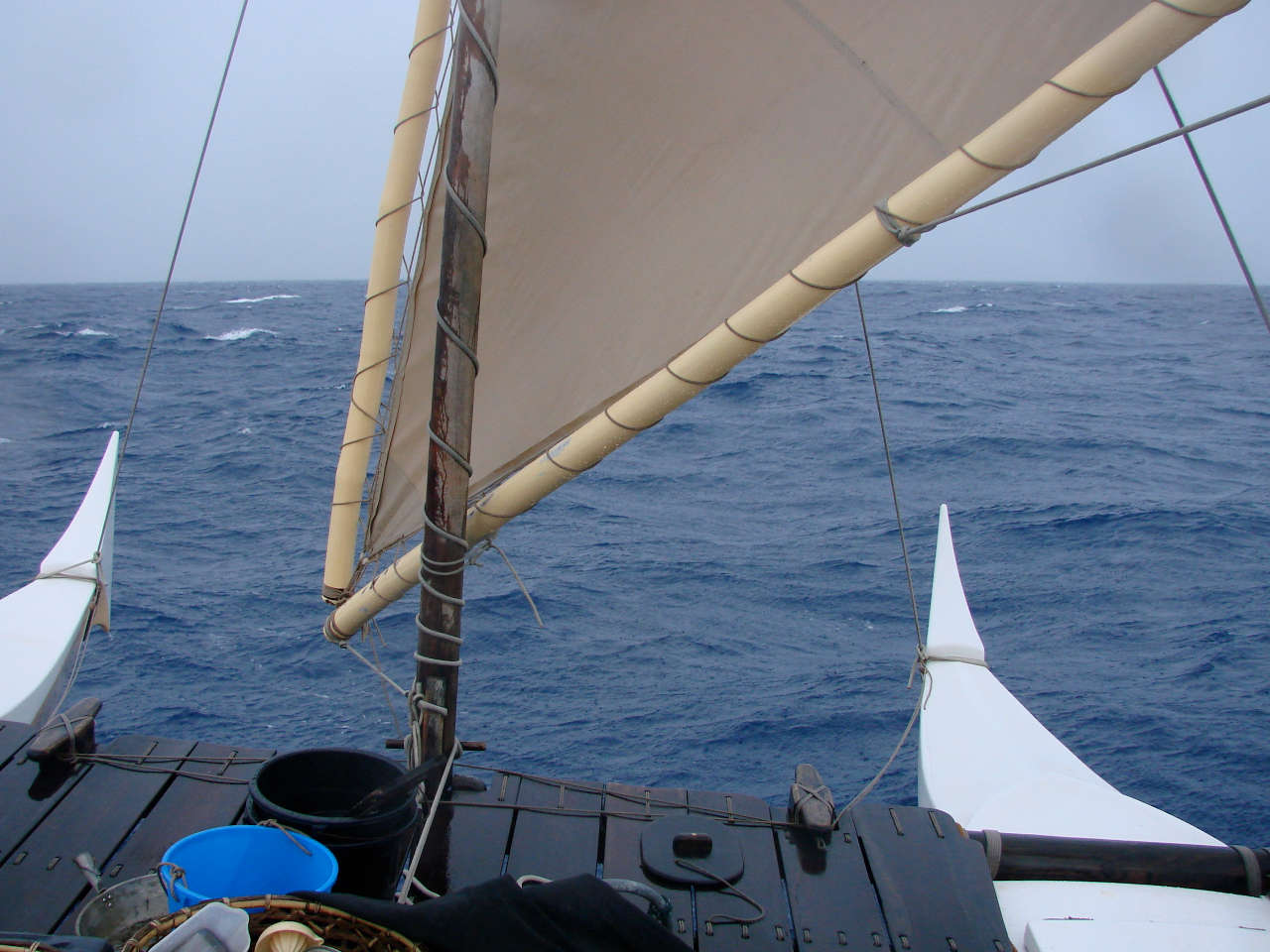 View of the open sea from the bow