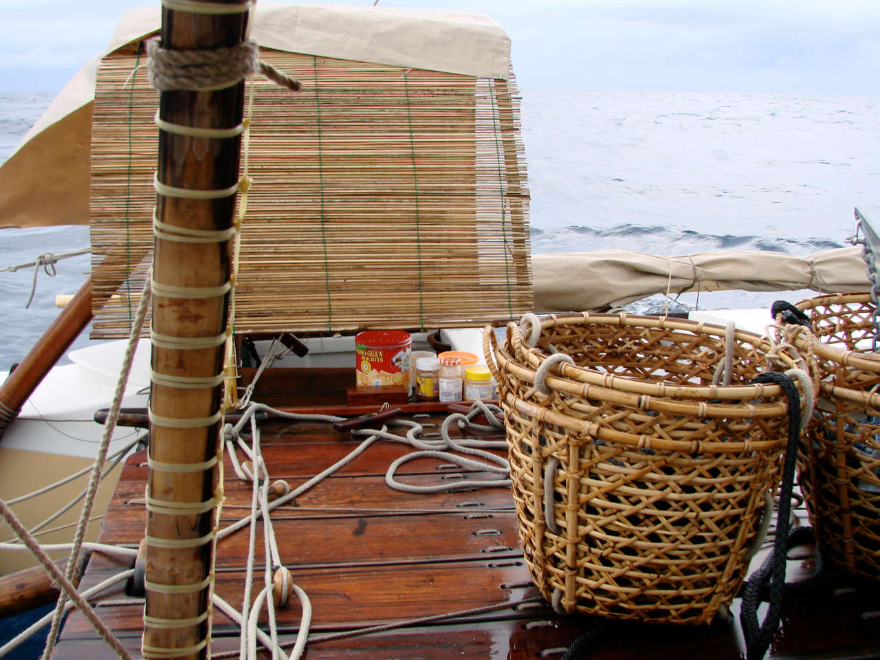 Washing baskets on deck