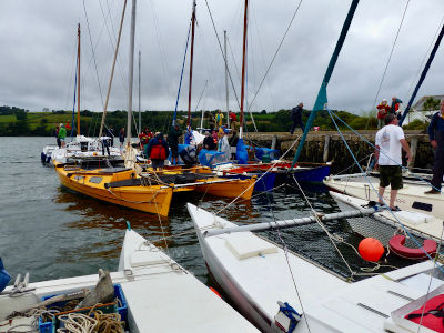 Catamarans gathered at a quay
