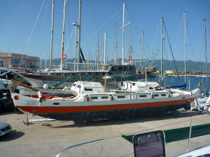 Gaia on land in the marina