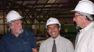 Roger, Daniel and James in hard hats