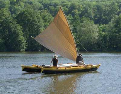 Tahiti Wayfarer sailing in a creek