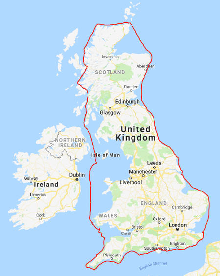 Map of Ross Edgley's route around Britain