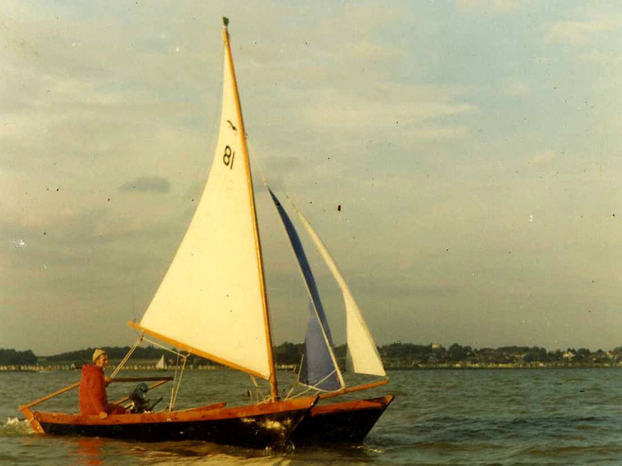 Small catamaran sailing