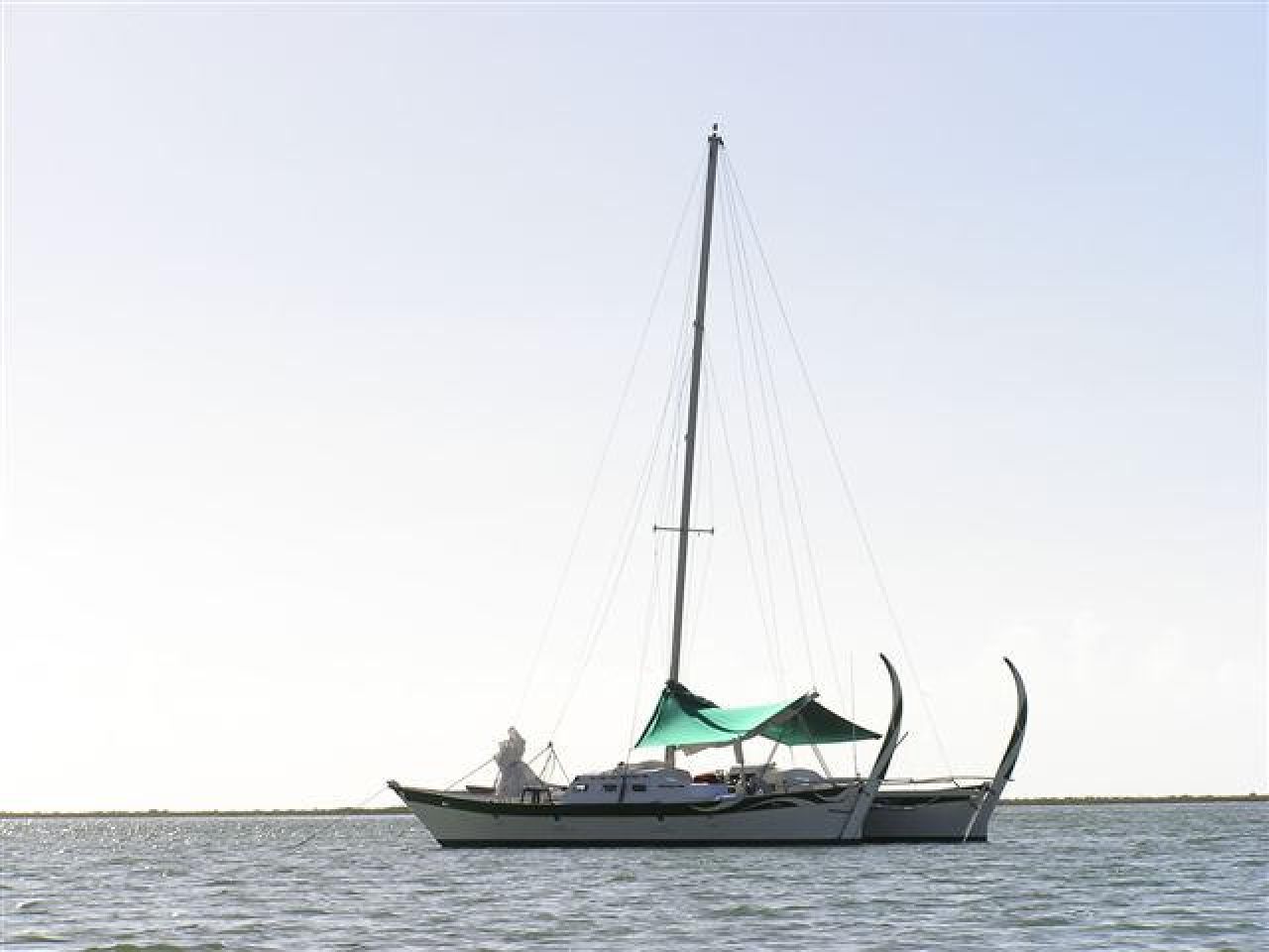 Double canoe catamaran on the water