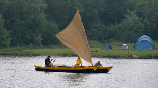 Tahiti Wayfarer sailing on a lake